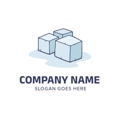 Cool Blue Ice Cubes Representing Chilled Refreshments Logo Template