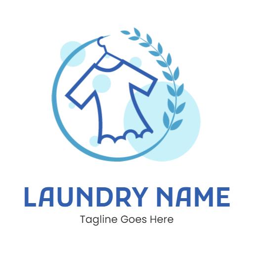 Cool Blue Laundry Design Featuring Clean Clothing Icon Logo Template