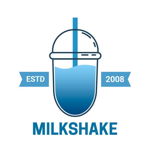 Cool Blue Milkshake Design Highlighting Flavorful Delights Logo Template