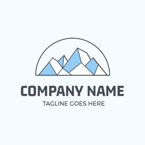 Cool Blue Mountain Peaks Evoking Ice Adventure Logo Template