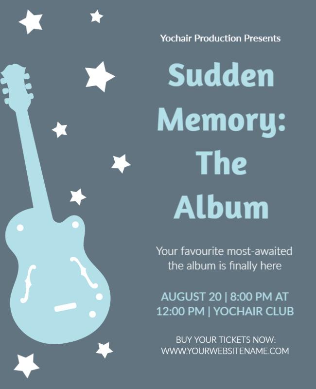 Cool Blue Musical Album Launch Event Poster Template