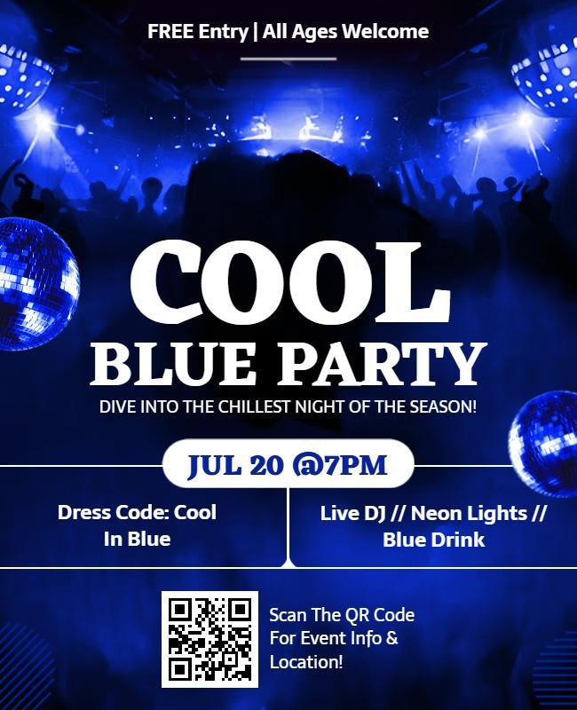 Cool Blue Party Celebration Flyer Template