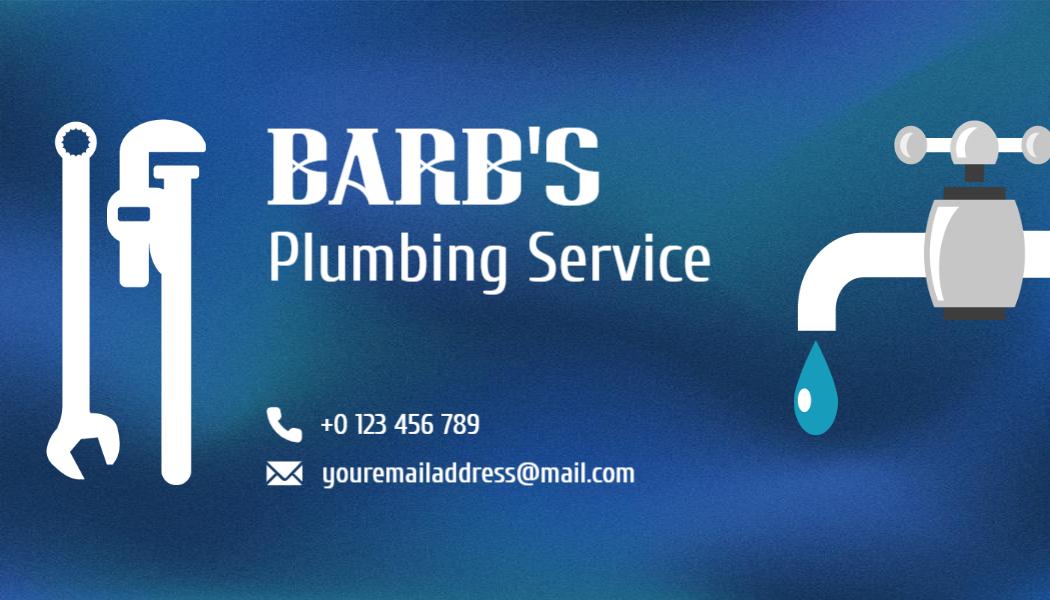 Cool Blue Plumbing Services Handyman Business Card Template