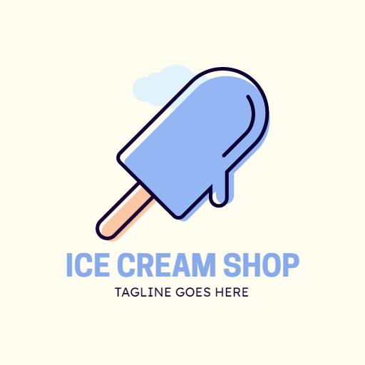 Cool Blue Popsicle Illustrating Ice Cream Shop Logo Template