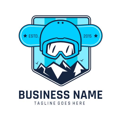 Cool Blue Snowboarding Design Featuring Mountain Elements Logo Template