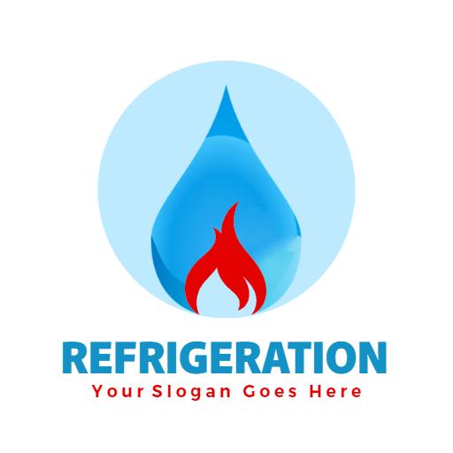 Cool Blue Water Drop Emphasizing Refrigeration Services Logo Template