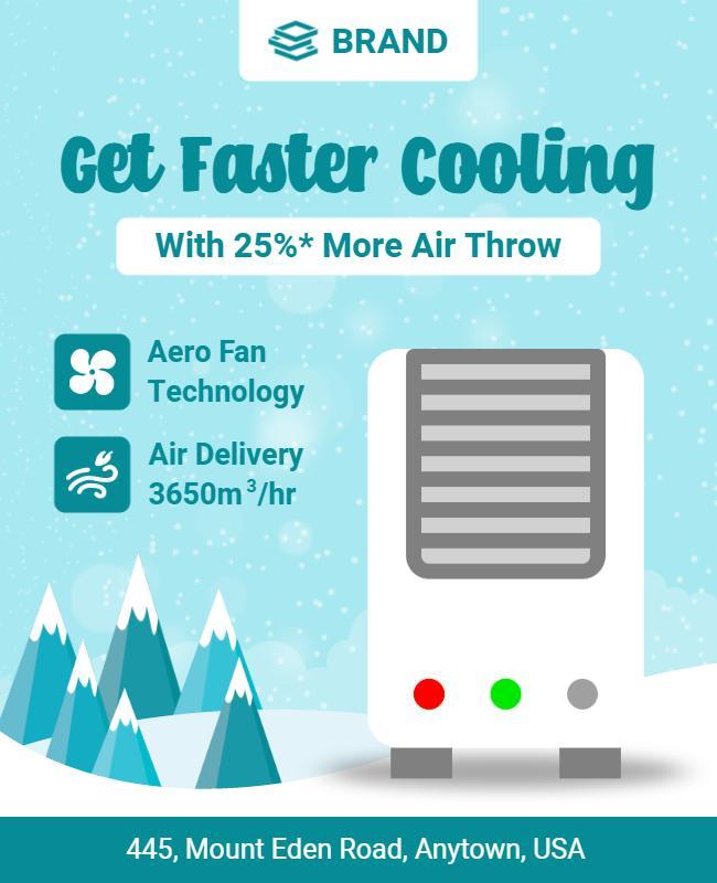 Cool Blue Winter Air Conditioning Promotion Poster Template