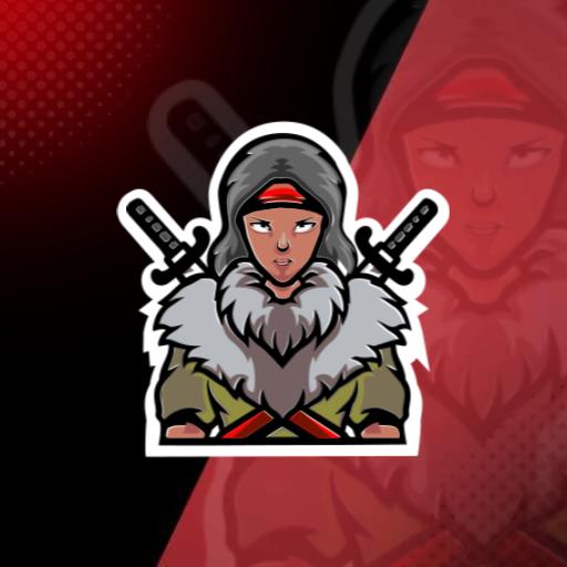 Cool Character Design with Swords for Esports Team Logo Template