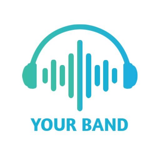 Cool Turquoise Headphones Representing Your Band Logo Template