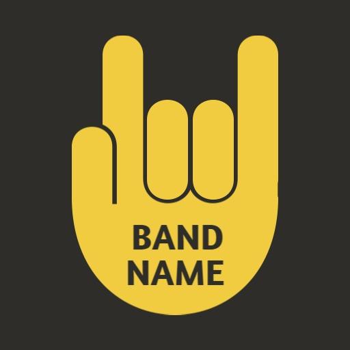 Cool Yellow Hand Signal Representing Rock Band Name Logo Template