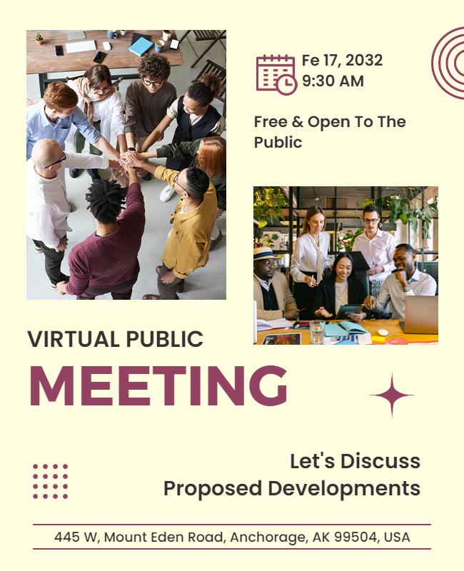 Cooperative Yellow Virtual Public Meeting Poster Template