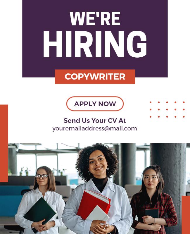 Copywriter Job Vacancy Announcement Flyer Template