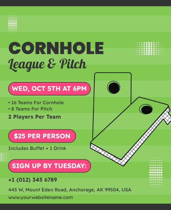 Cornhole League and Pitch Event Flyer Template