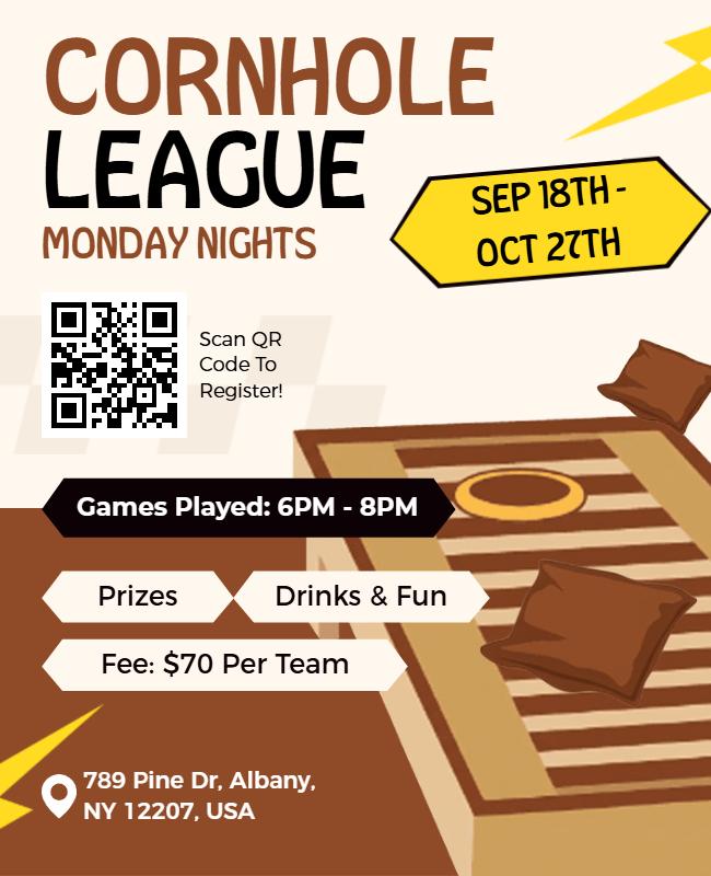 Cornhole League Monday Nights Poster Template