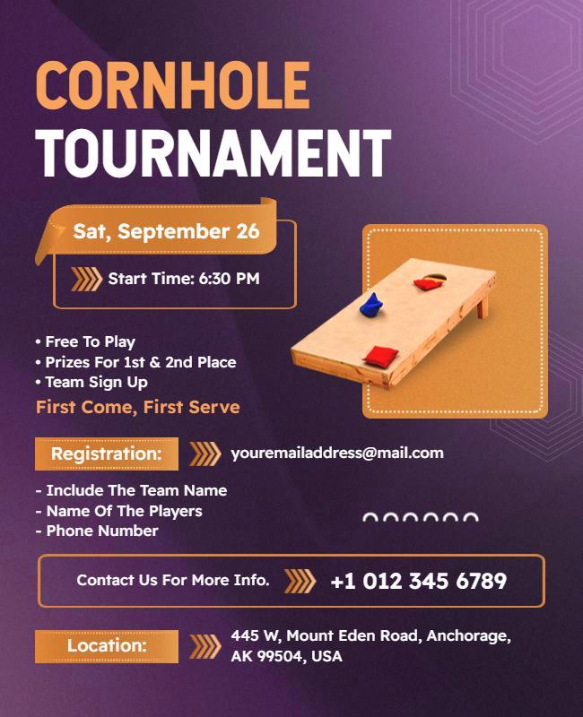 Cornhole Tournament Event Flyer Template