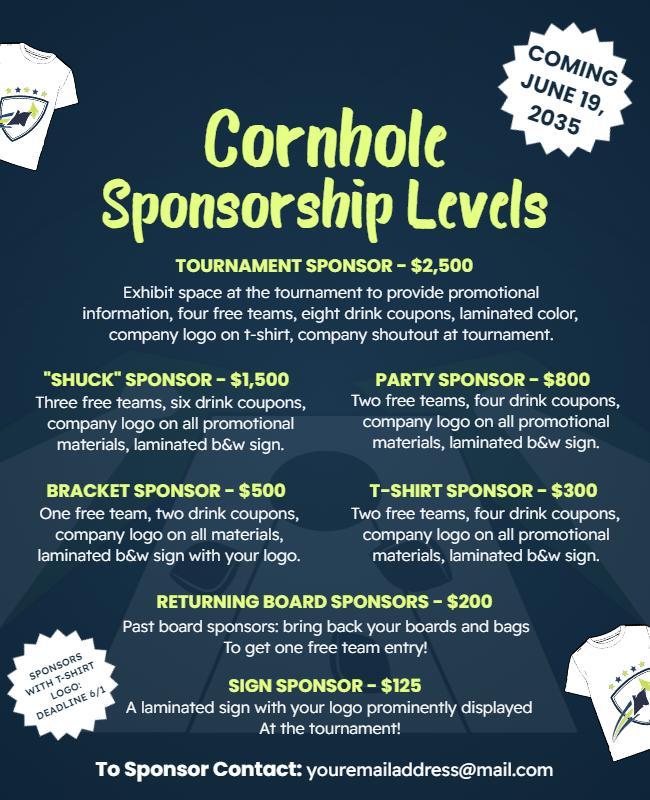 Cornhole Tournament Sponsorship Opportunities Flyer Template