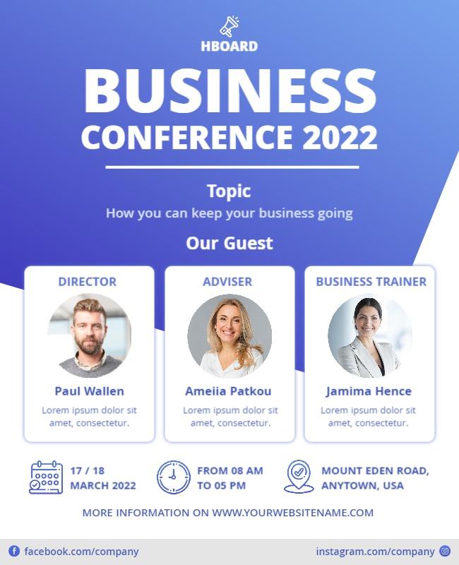 Modern Blue Business Conference Event Flyer Template