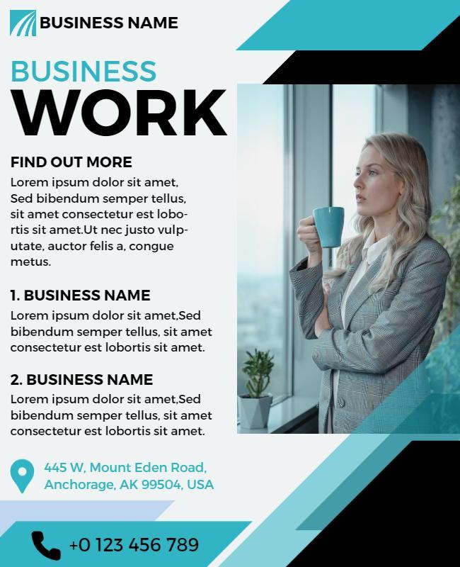 Modern Blue Geometric Corporate Business Work Flyer Template