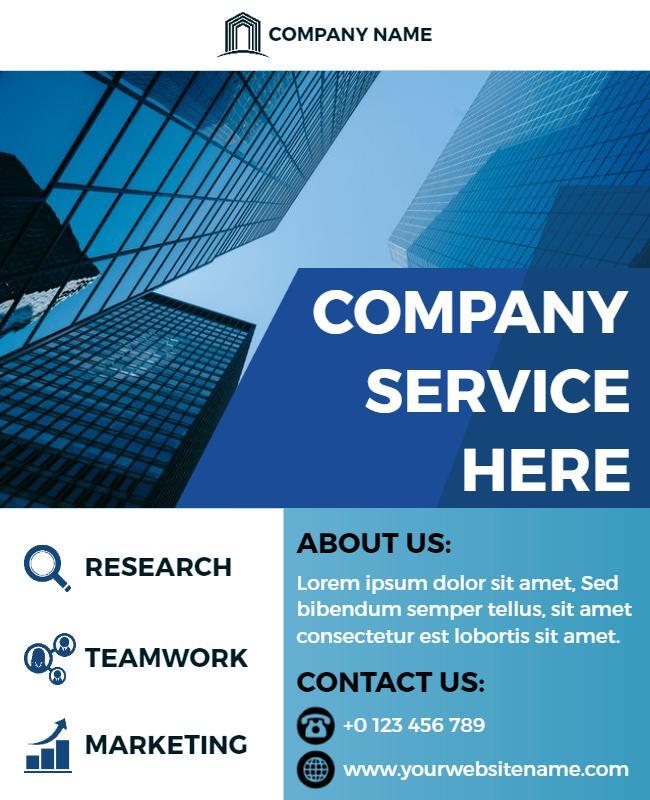 Modern Blue Corporate Business Service Promotion Flyer Template