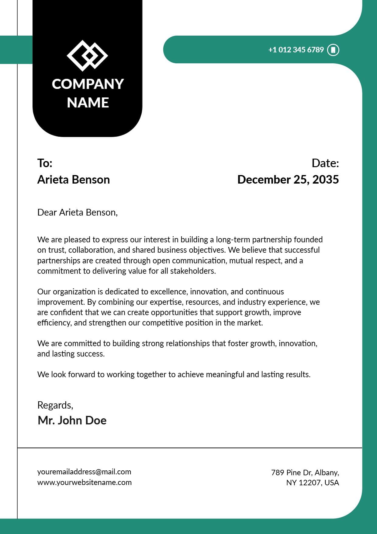 Corporate Communication Formal Letterhead Template