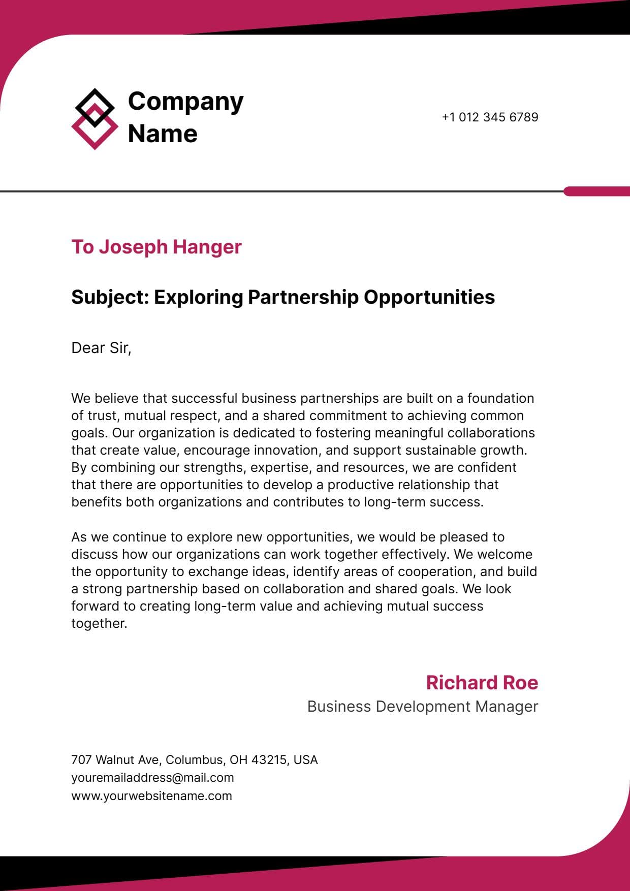 Corporate Communication Strategy Letterhead Template