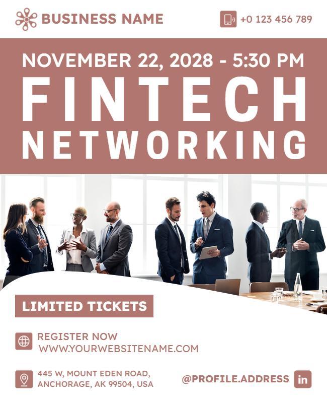 Corporate Fintech Networking Event Flyer Template