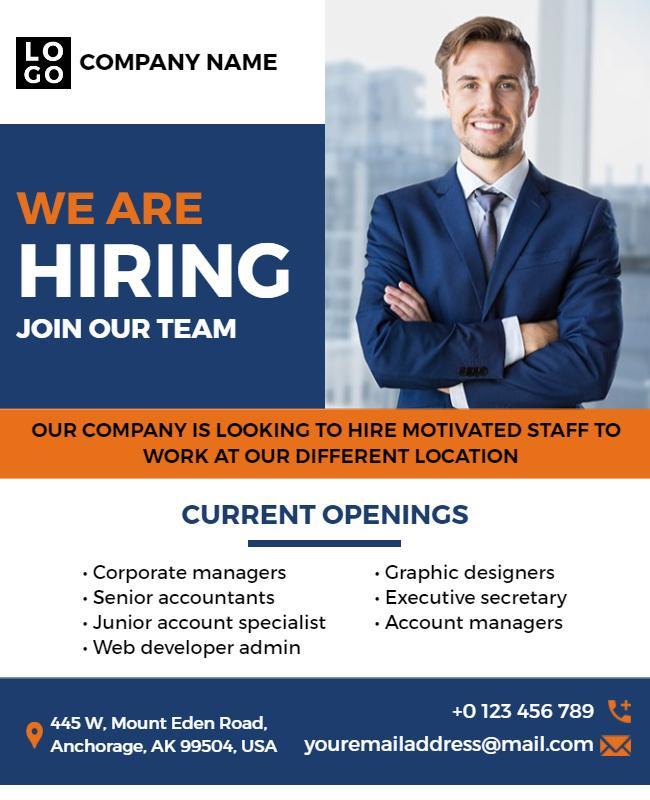 Corporate Job Hiring Announcement Flyer Template