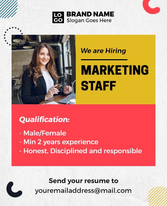 Corporate Marketing Staff Hiring Flyer Template