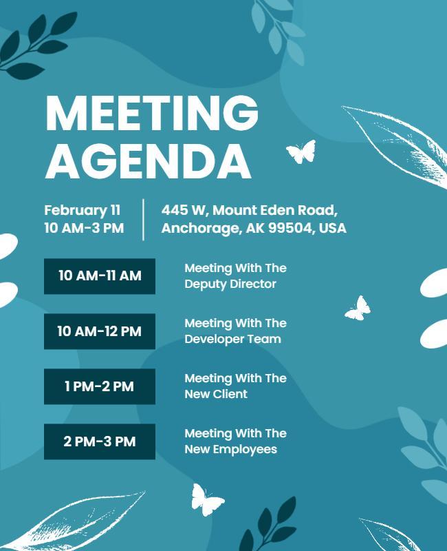 Corporate Meeting Agenda Schedule Flyer Template