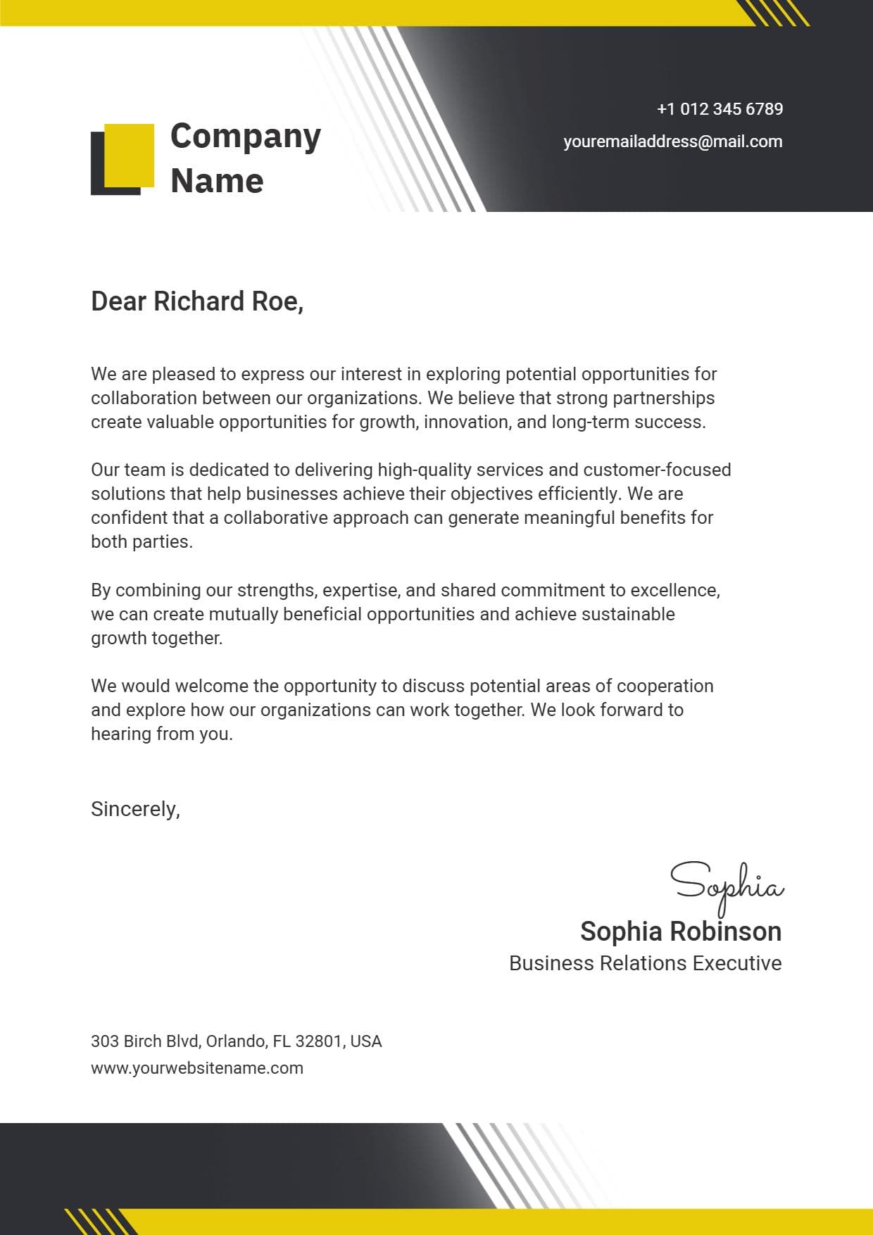 Corporate Opportunity Exploration Letterhead Template