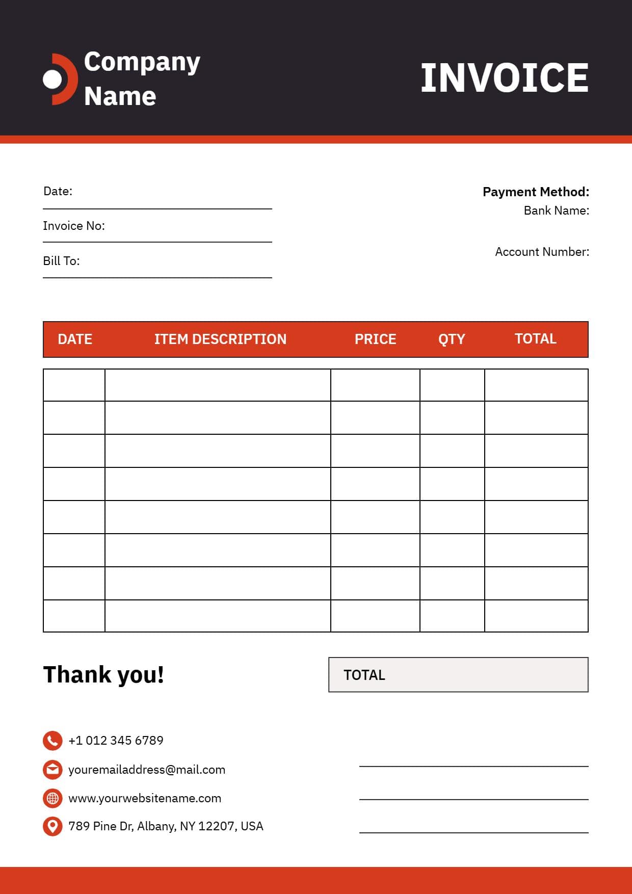Corporate Sales Blank Invoice Template