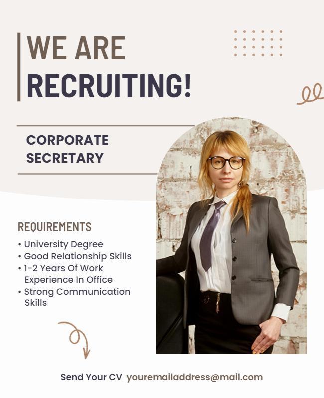 Corporate Secretary Recruitment Flyer Template