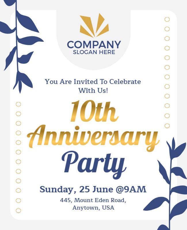 Corporate Tenth Anniversary Celebration Flyer Template