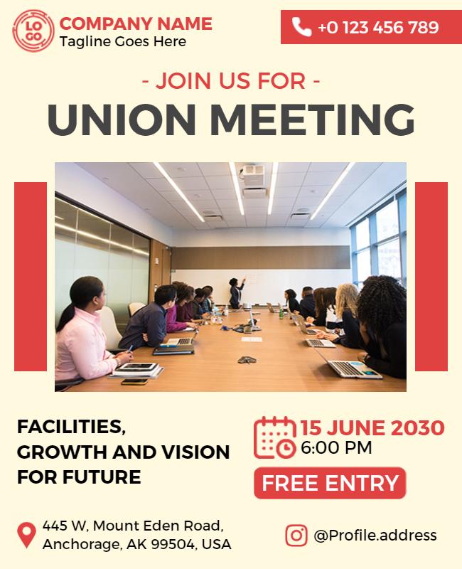 Corporate Union Meeting Invitation Flyer Template