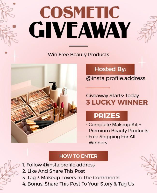 Cosmetic Product Giveaway Promotional Flyer Template