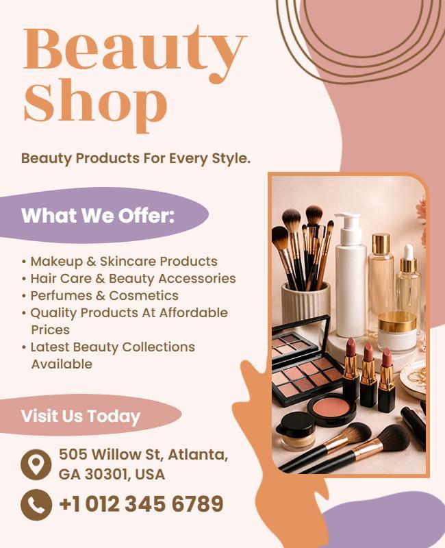 Cosmetic Products Beauty Shop Advertisement Poster Template