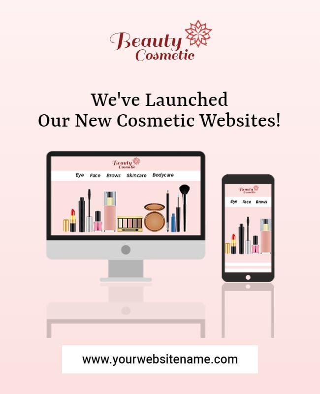 Cosmetic Website Launch Announcement Flyer Template