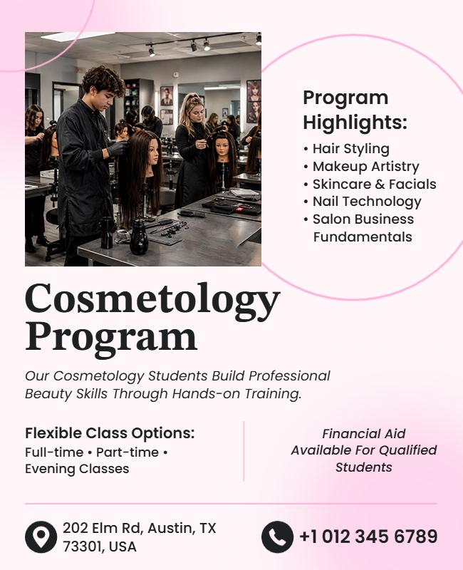 Cosmetology Training Program Promotion Flyer Template