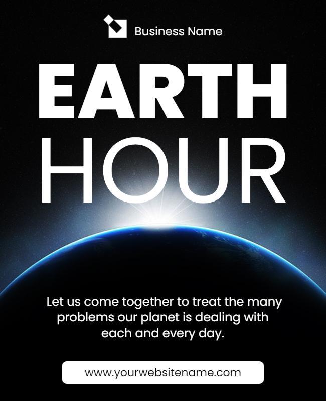 Cosmic Black Earth Hour Awareness Campaign Poster Template