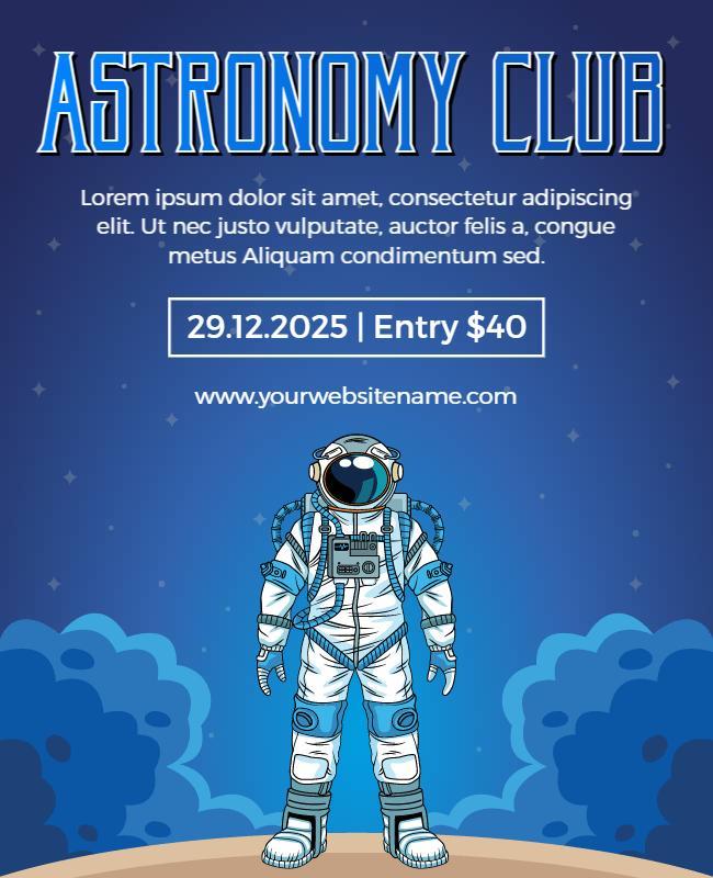 Cosmic Blue Astronomy Club Event Poster Template