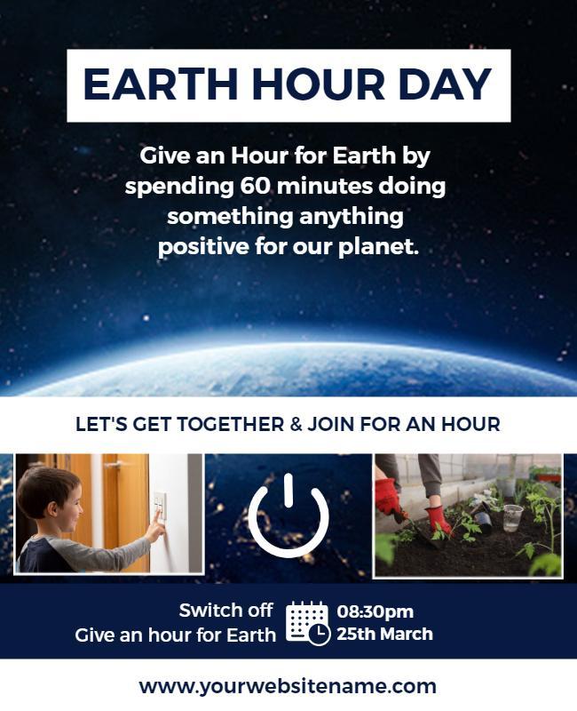 Cosmic Blue Earth Hour Day Community Gathering Poster Template