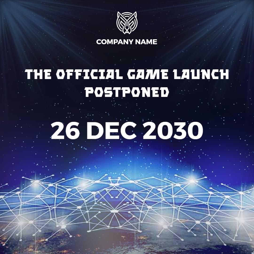 Cosmic Blue Network Theme for Game Launch Postponement Ad Template
