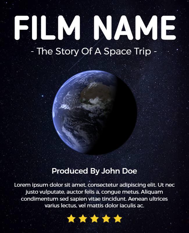 Cosmic Blue Space Adventure Film Poster Template