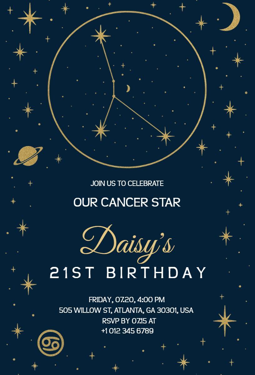 Cosmic Celestial Starry Night 21st Birthday Invitation Template