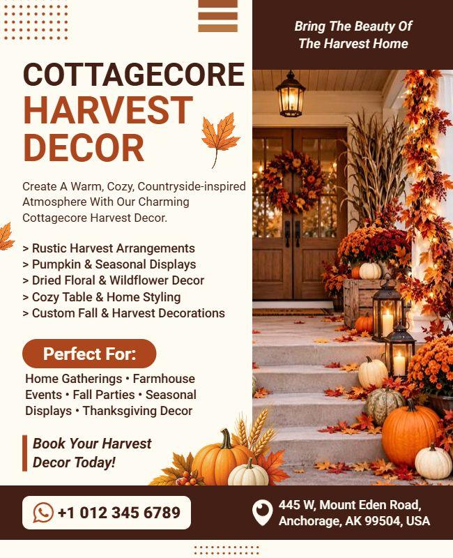 Cottagecore Harvest Home Decor Flyer Template