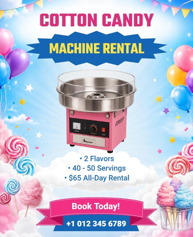 Cotton Candy Machine Rental Flyer Template