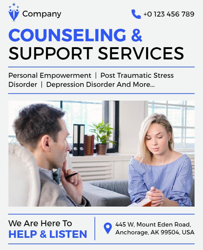 Counseling and Support Services Flyer Template