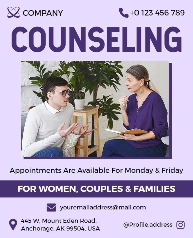 Counseling Services for Women Couples and Families Flyer Template