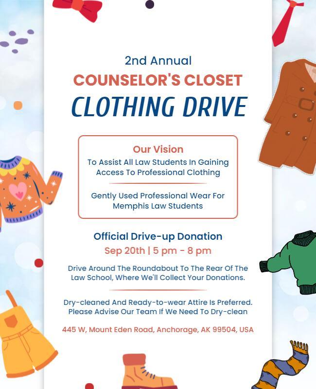 Counselors Closet Clothing Drive Flyer Template