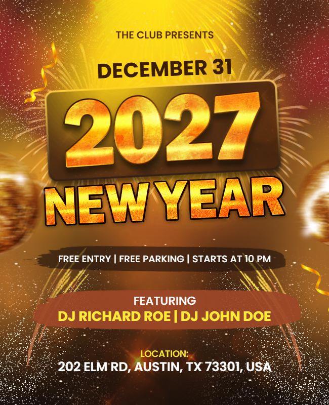 Countdown to New Year 2027 Party Flyer Template